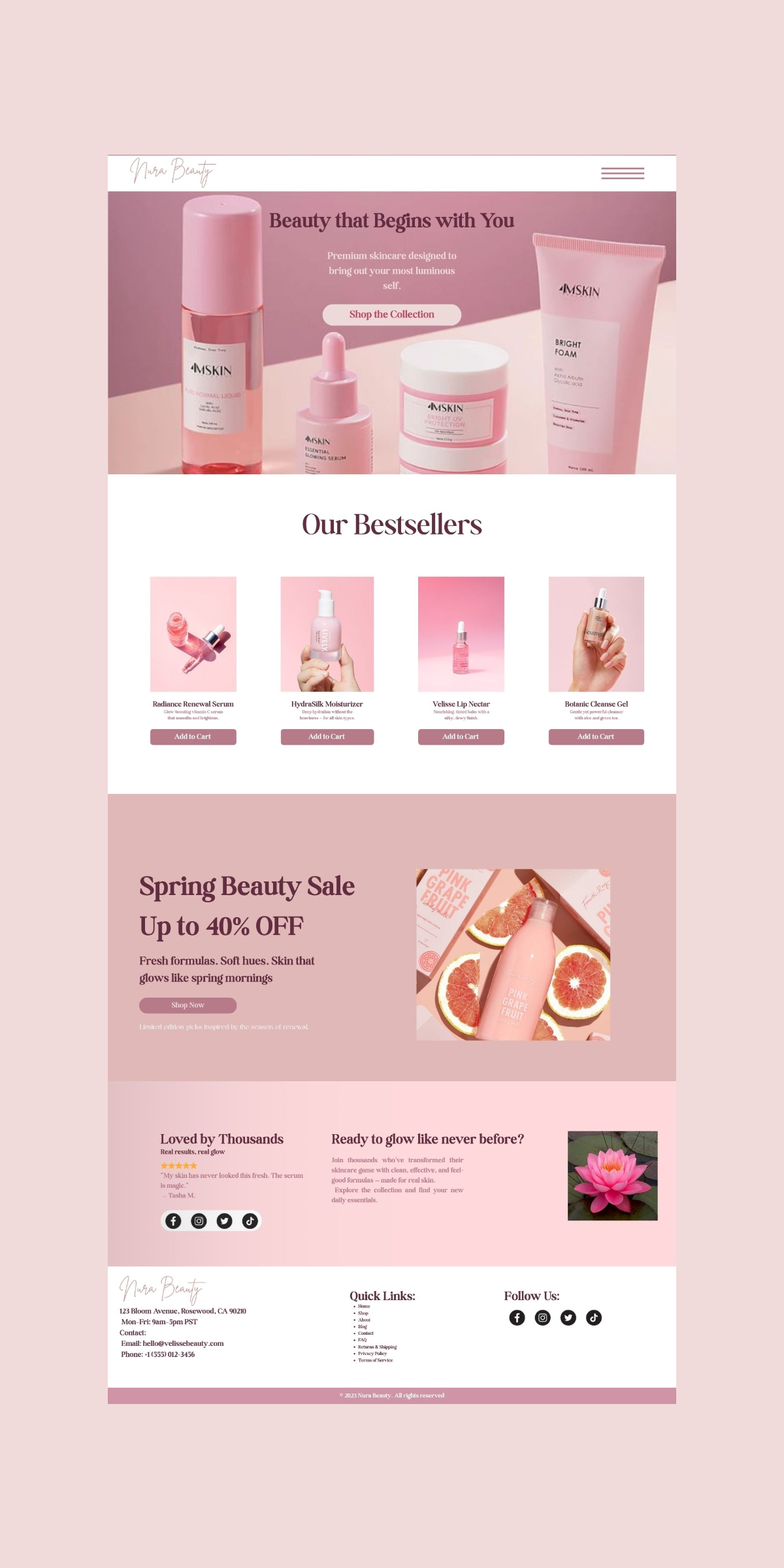 Pink Website design Inspiration for E-commerce store