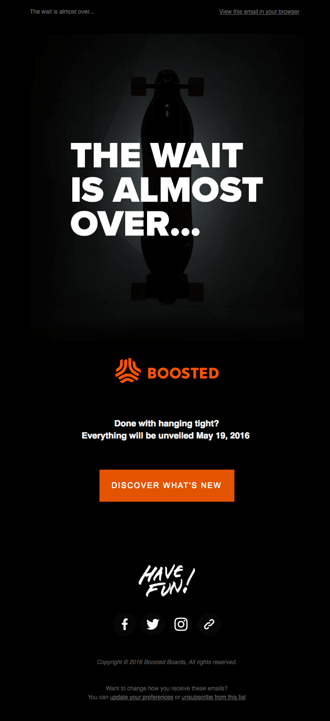 Boosted launch email