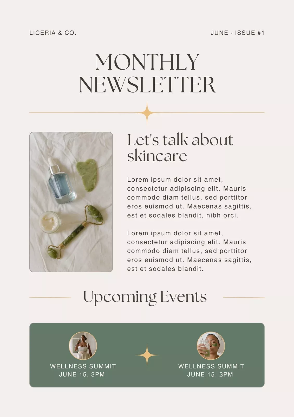 Green and Cream Minimalist Wellness Newsletter – Templates by Canva