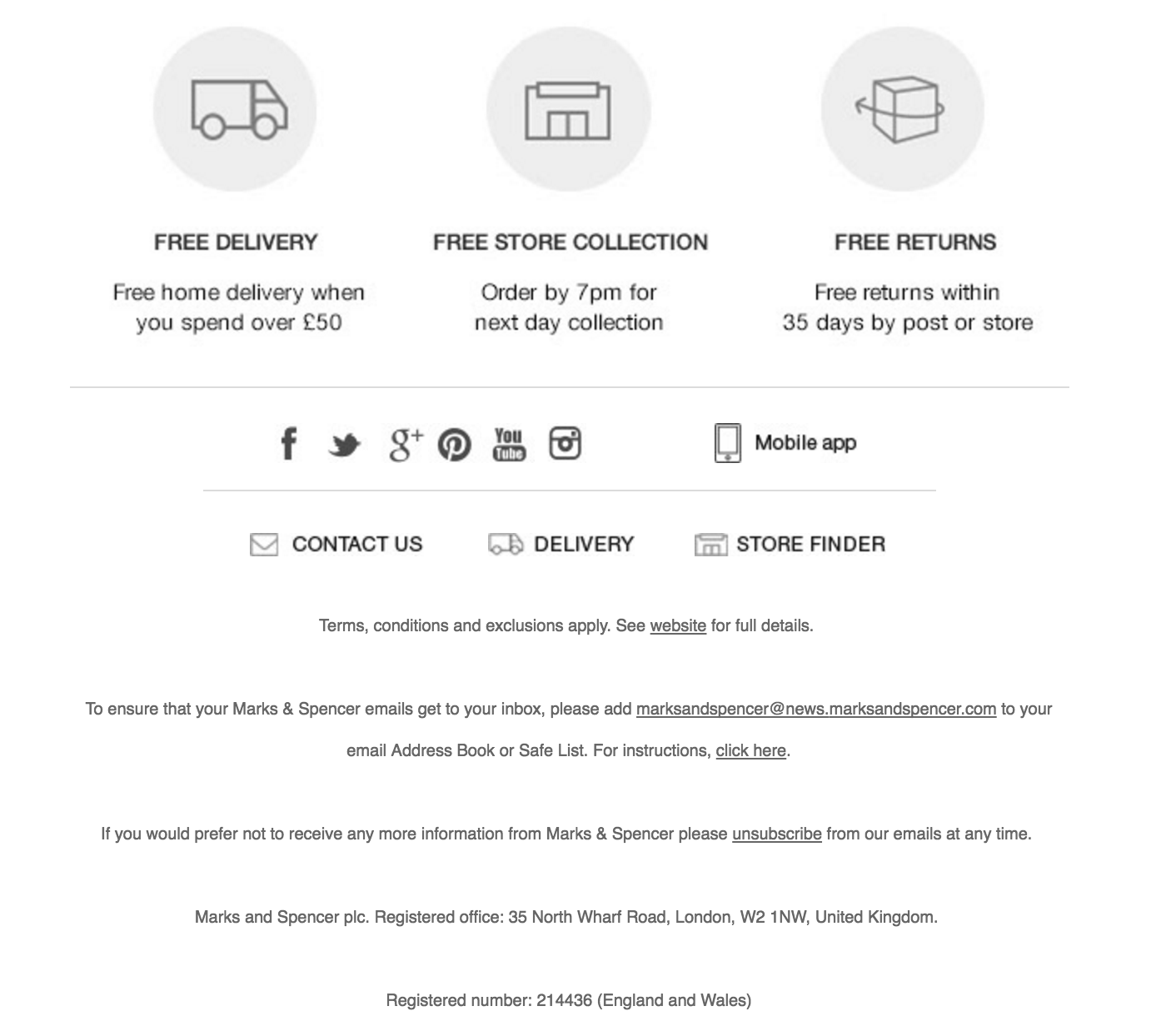 M&S Footer Design for Email Branding