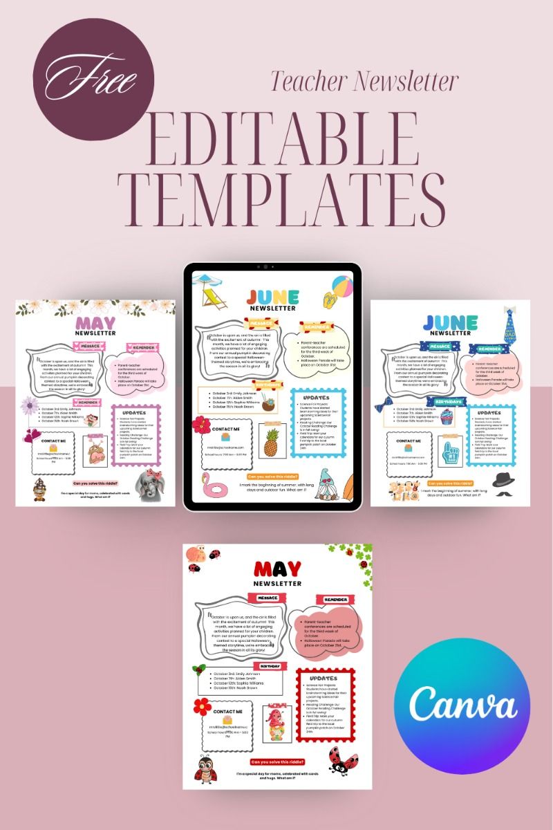 FREE TEACHER NEWSLETTER-EDITABLE TEMPLATES