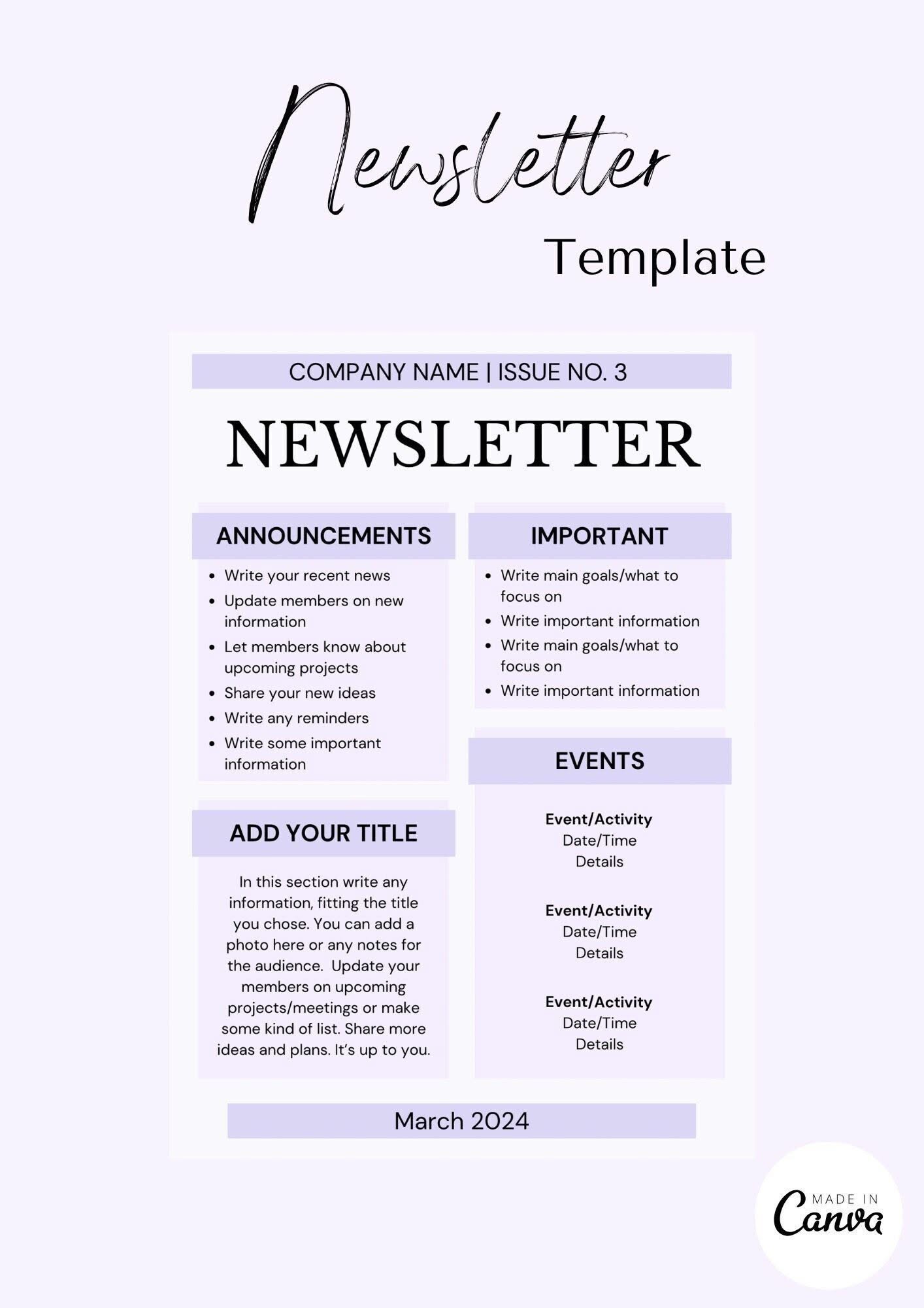 Accessible and Editable Canva Newsletter Template for Small Businesses