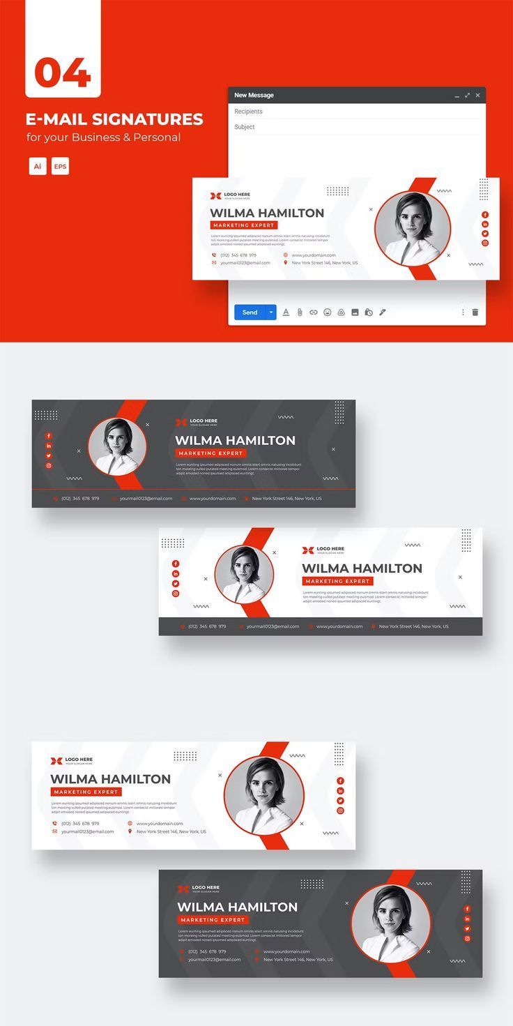 Email Signature Template AI, EPS
