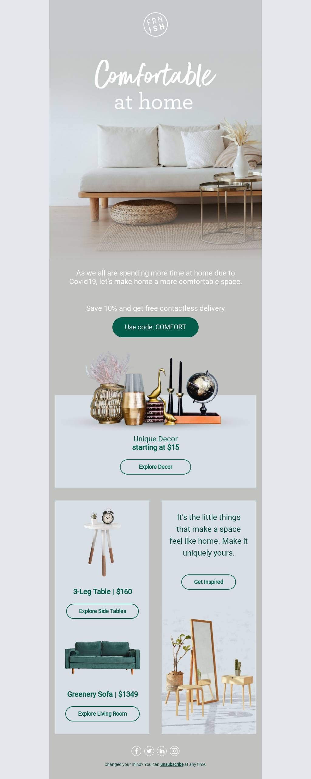Stay comfortable at home – Email Minimalist Design