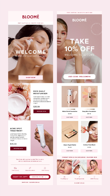 25 Pink Email Marketing Templates for Makeup & Skincare Businesses