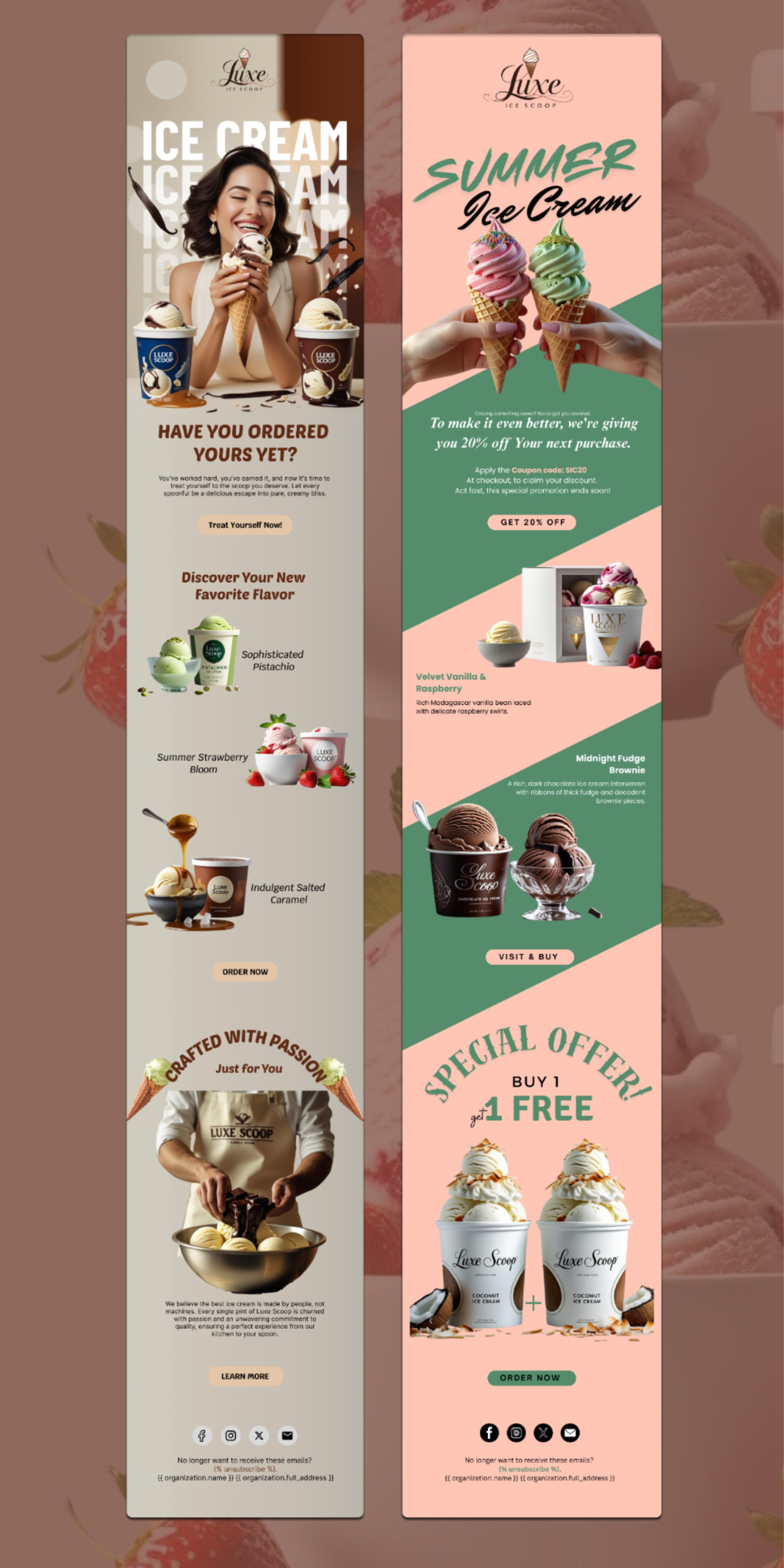 Luxe Scoop Ice Cream Email Templates Design