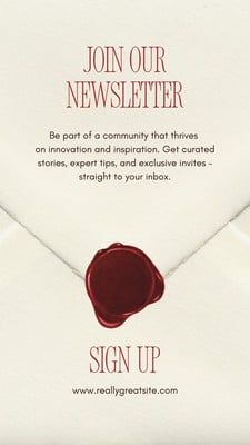 Beige and Red Bold Newsletter Sign Up Your Story – Templates by Canva