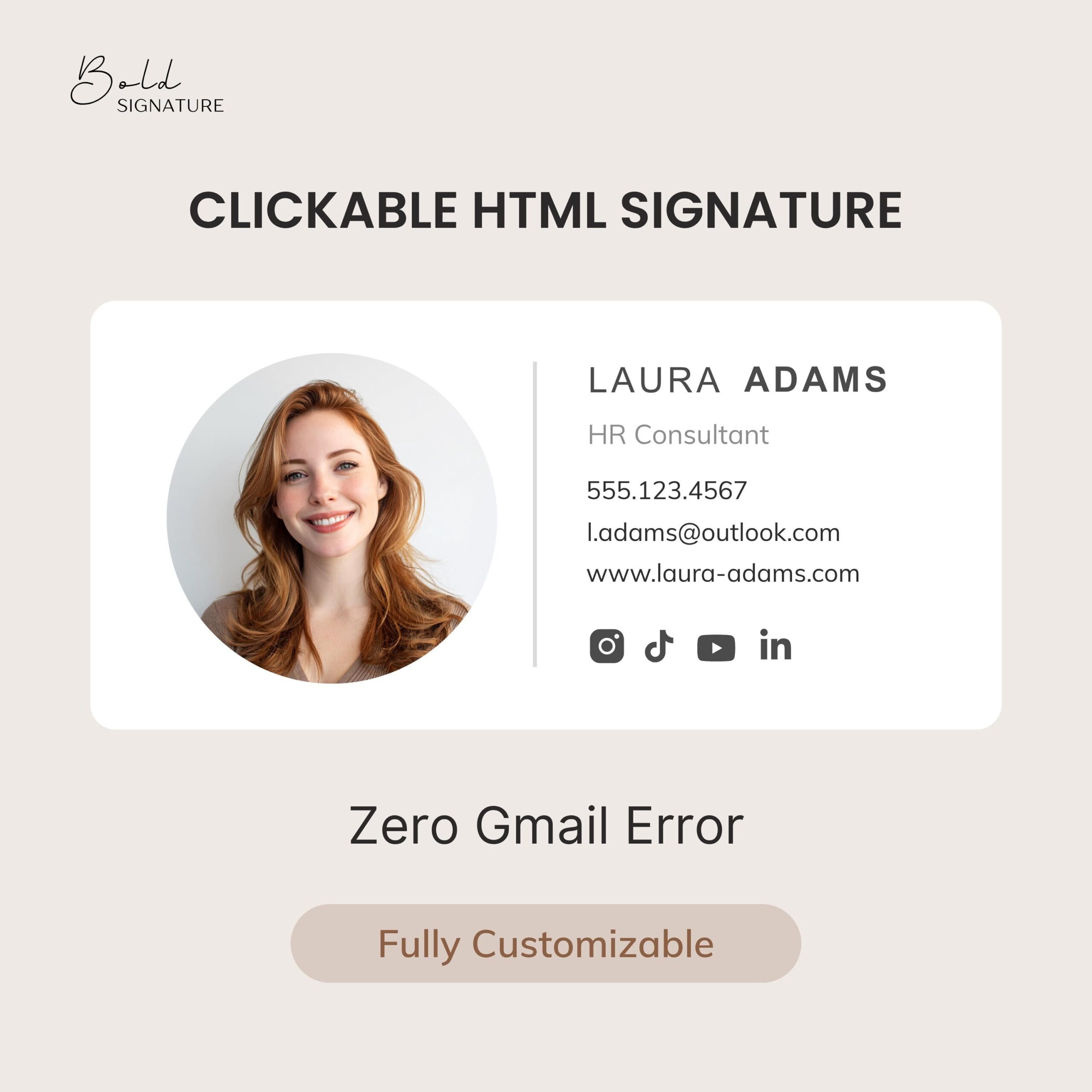 Custom Clickable HTML Email Signature | Minimalist Design