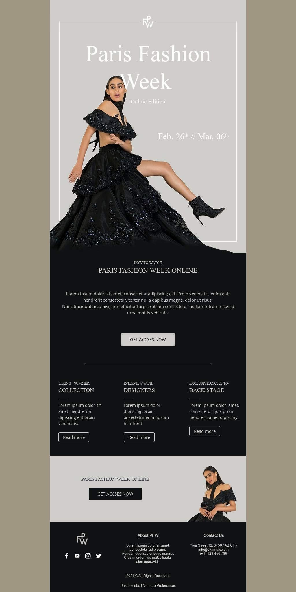 Fashion Week Announcement – Email Design Template