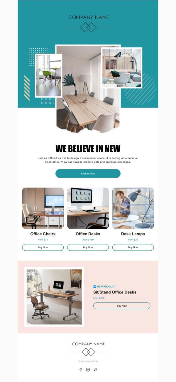 New Arrival Email Template ‘Premium Office Furniture’ for Retail
