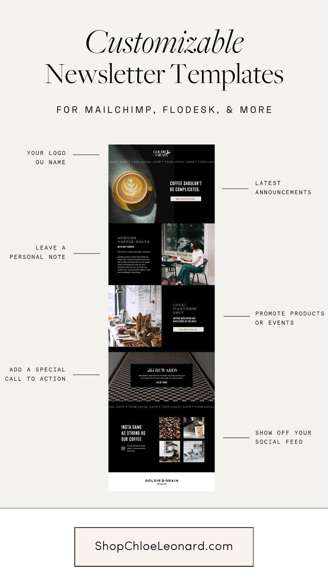 FloDesk and Mailchimp Newsletter Templates for Small Businesses