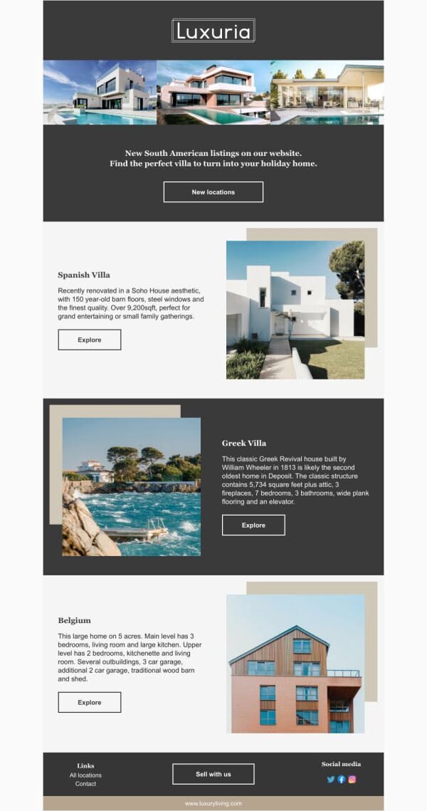 Coming Soon Email Template ‘Villa Listings’ for Realtors