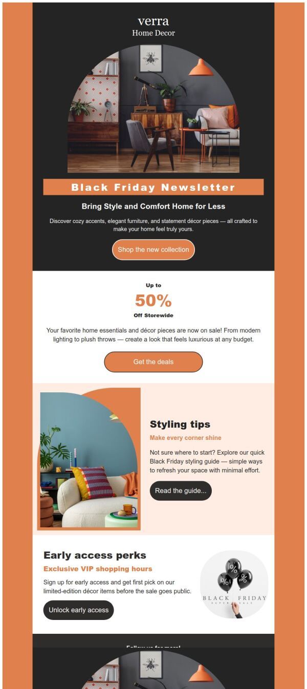 Newsletter Email Template ‘Home Decor’ for Black Friday