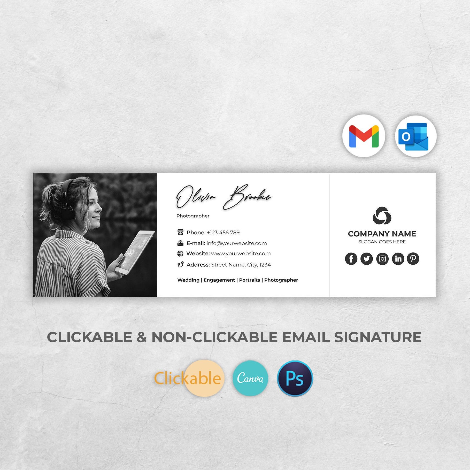 Email Signature Template, Realtor, Clickable, Gmail, Modern, Professional, Real Estate, Two Photo or Logo, Clickable Link Icon, HTML, Canva – Etsy