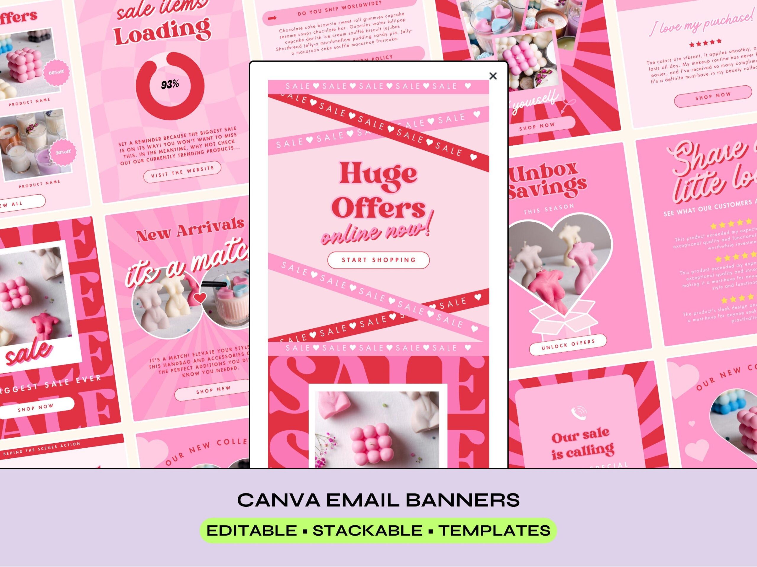 Email Templates, Pink Retro Emails, Canva Email Templates, Pink Emails, Email Marketing Templates, email marketing canva