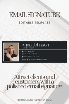 elegant black email signature canva template, email design for outlook, gmail, yahoo, thunderbird