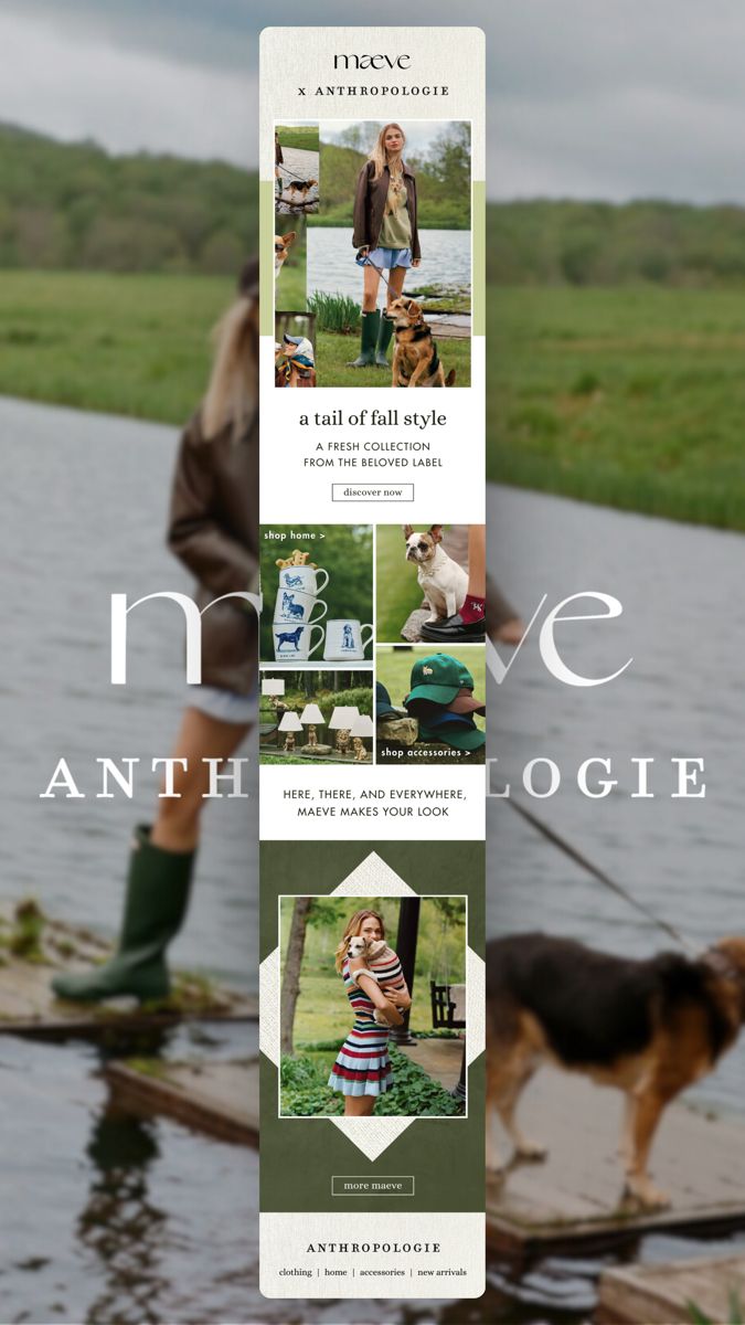 Email newsletter design for Anthropologie x Maeve collab