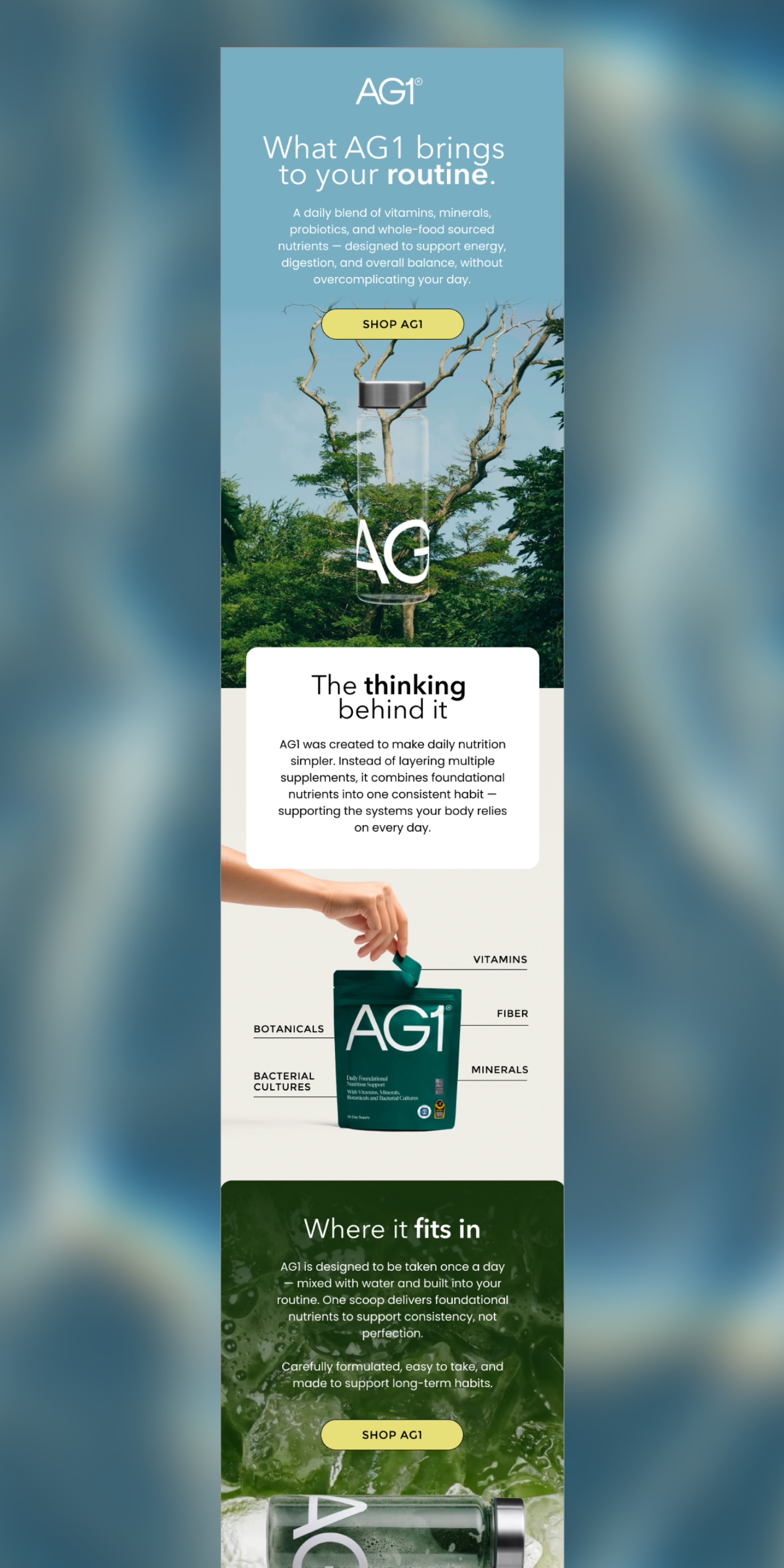 AG1 Supplement Email – Product Education Layout