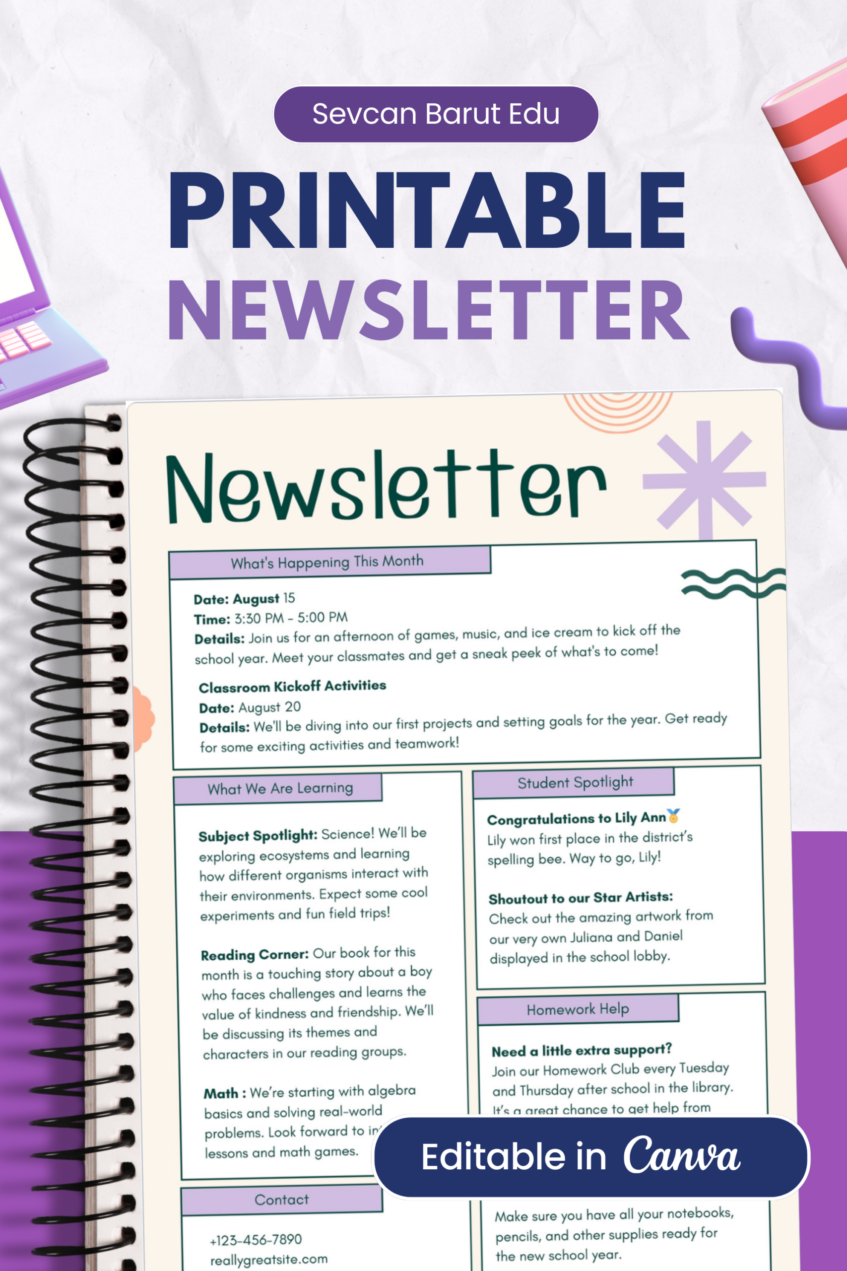 Printable Classroom Newsletter Template | Teacher Newsletter | Editable in Canva