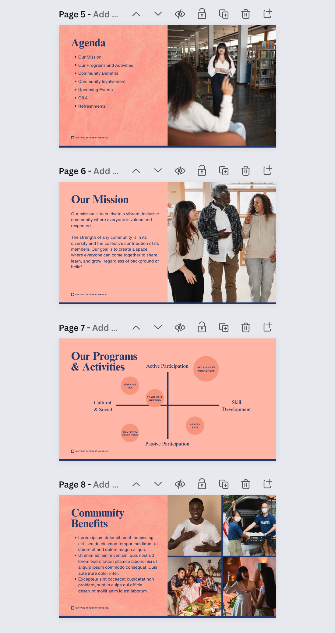 Peach Navy Blue Textured Professional Information Session Presentation Canva Template