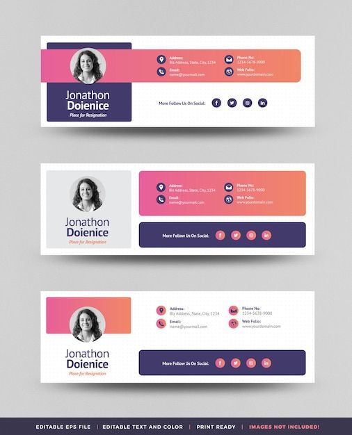 Email signature template design or email header and footer or personal social media cover | Premium Vector