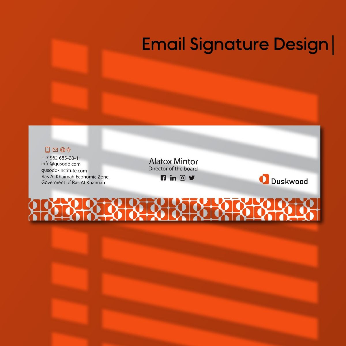 Duskwood Branding: Email Signature Design with Red Theme