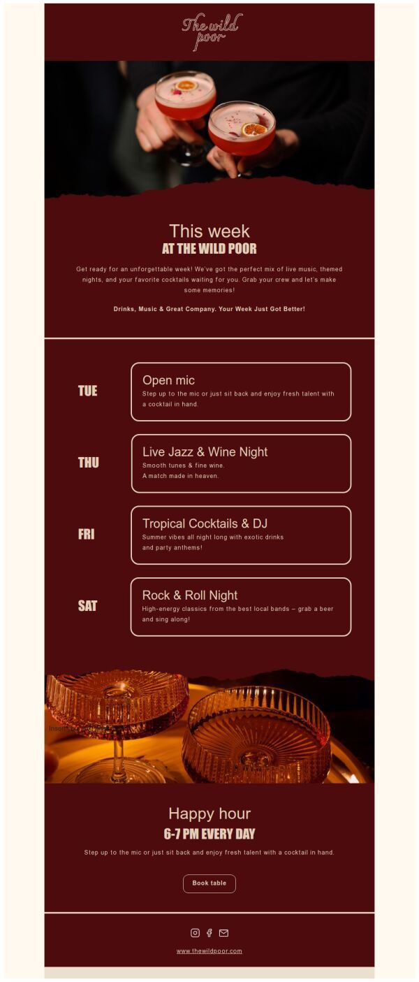 Event Schedule Email Template ‘The Wild Poor’ for Food