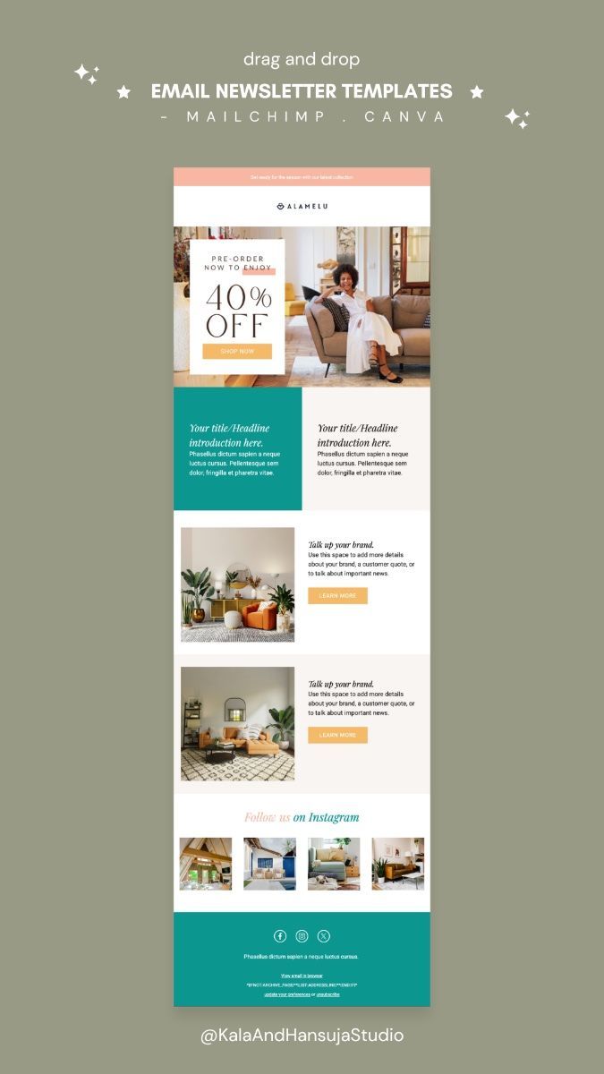 Mailchimp Email Template: Instant Download, No HTML Needed