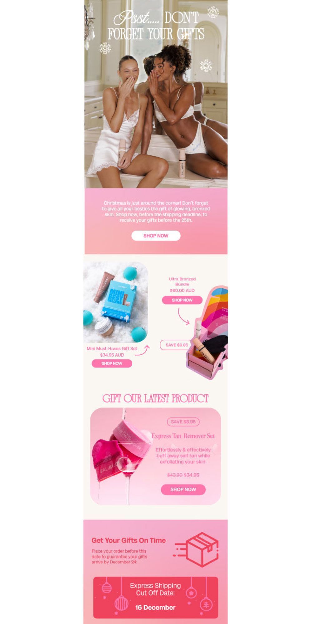 Email Newsletter Design for Bali Body’s Christmas Gift Guide