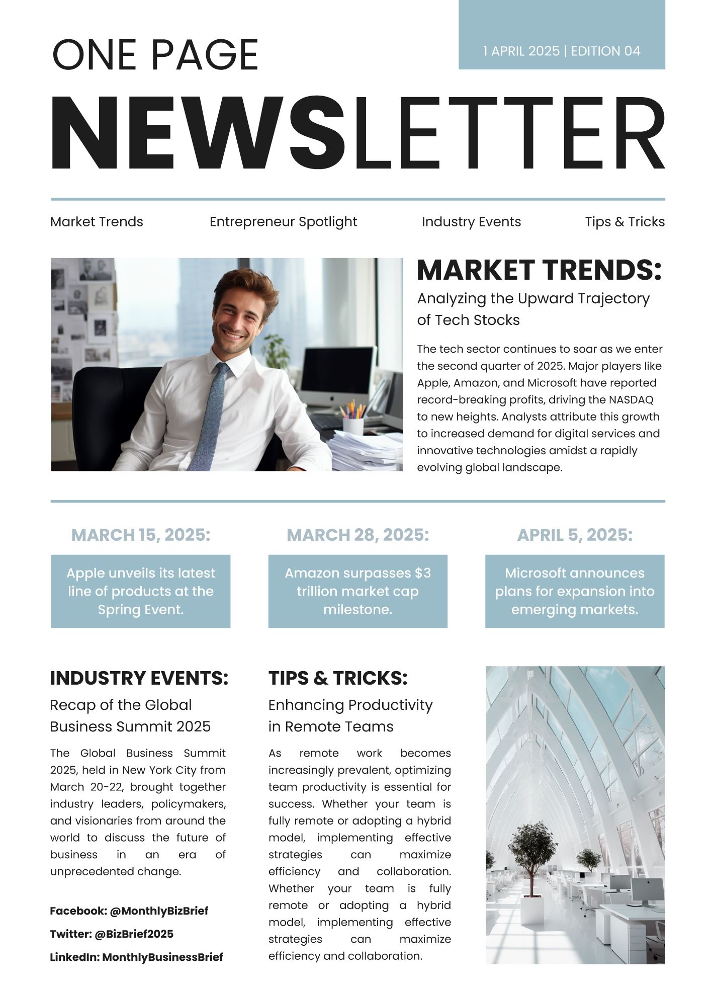 One Page Newsletter