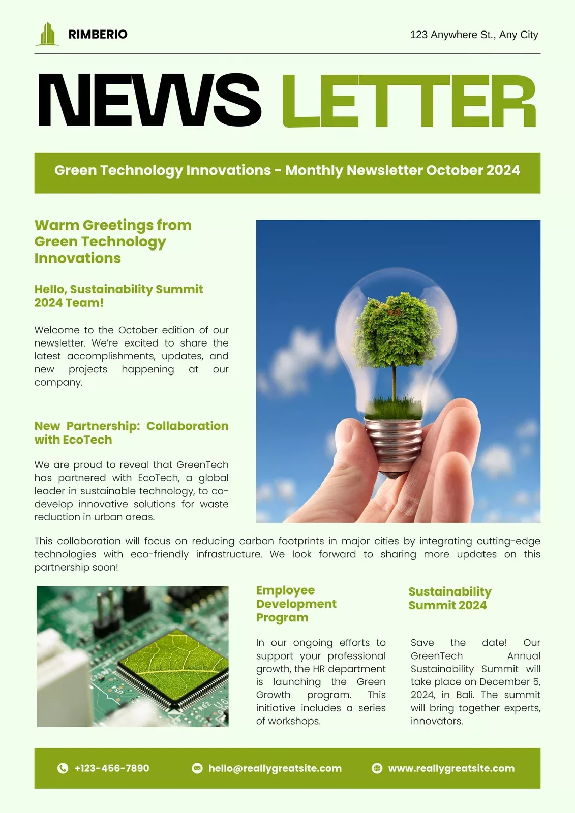 Green Modern Company Newsletter A4 – Templates by Canva