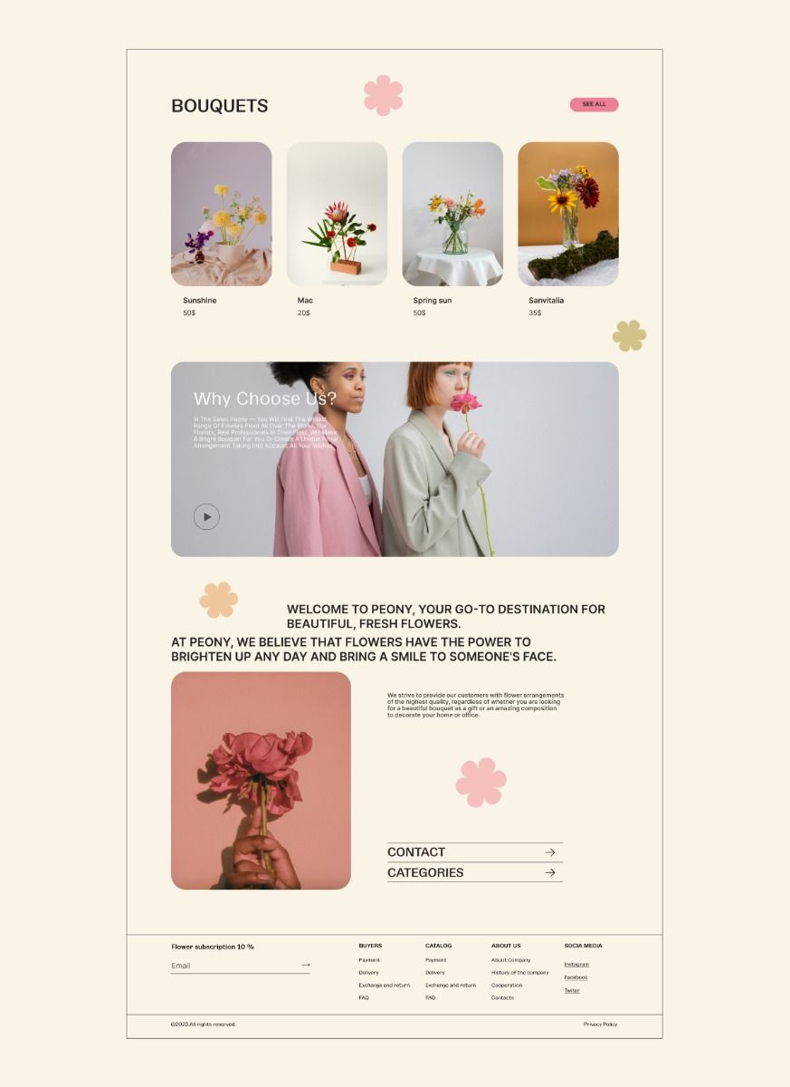 Сайт для цветочного магазина Peony | Main Page | UI/UX design