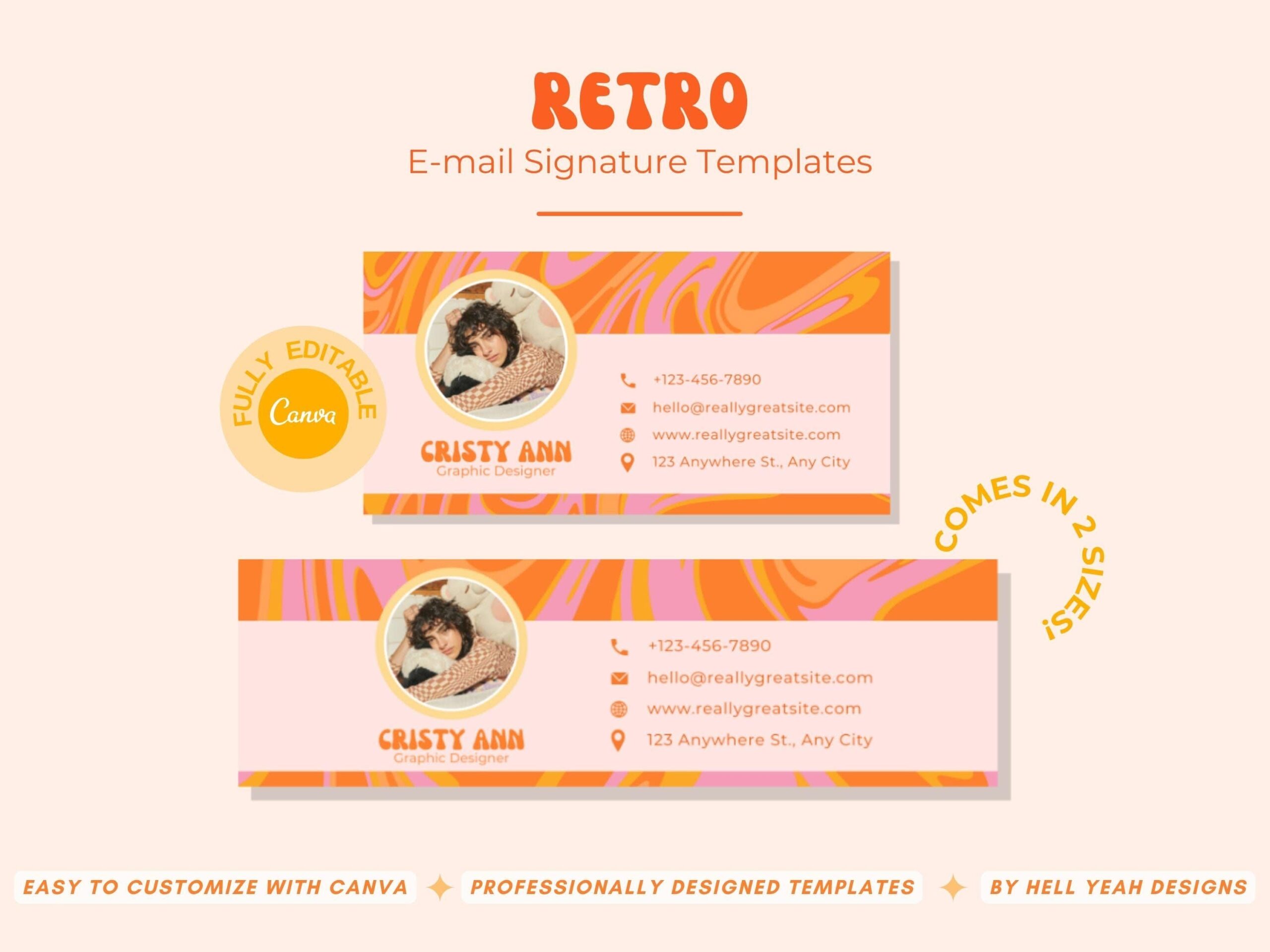 Retro Editable Email Signature Template Designed for Canva