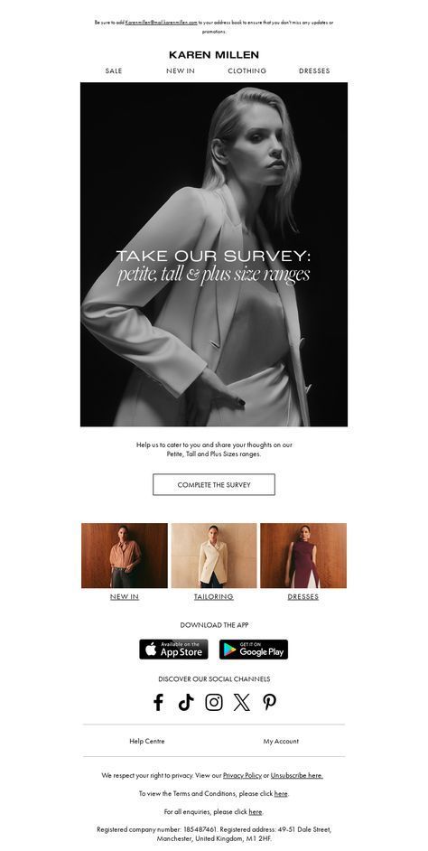 Email from Karen Millen: Innovative Eblast & Survey Email Design Ideas