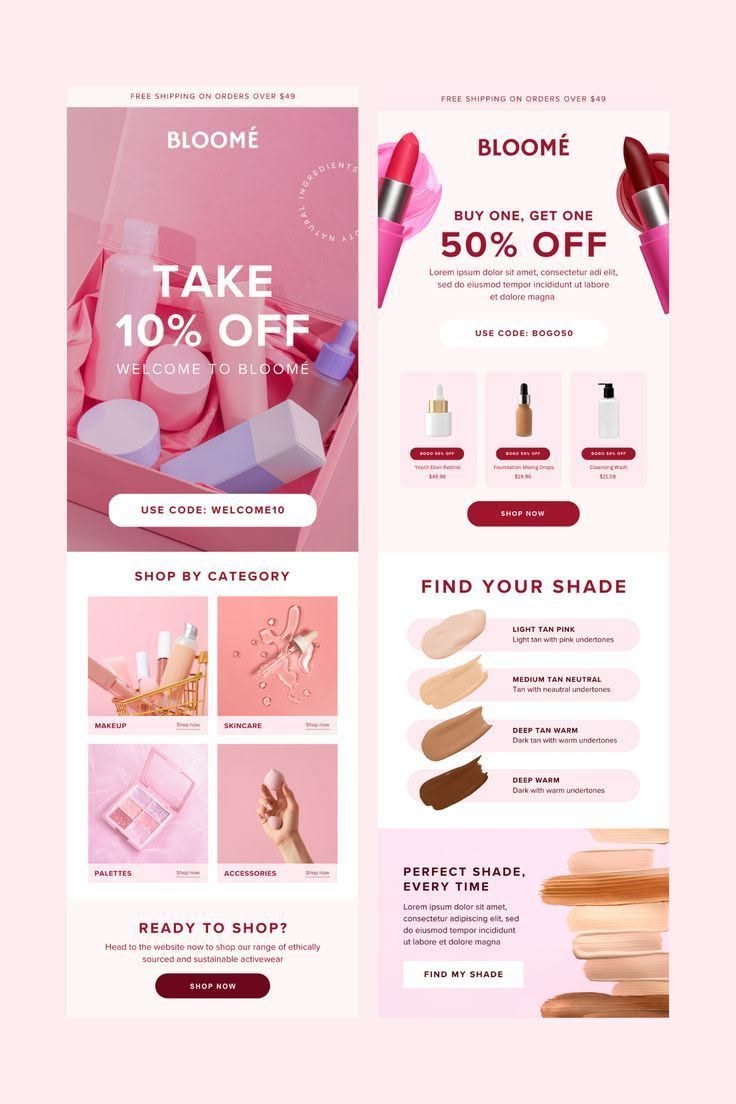 EmailNewsletteDesign | Effortless Email Marketing for MakeupSkincare Brands in
