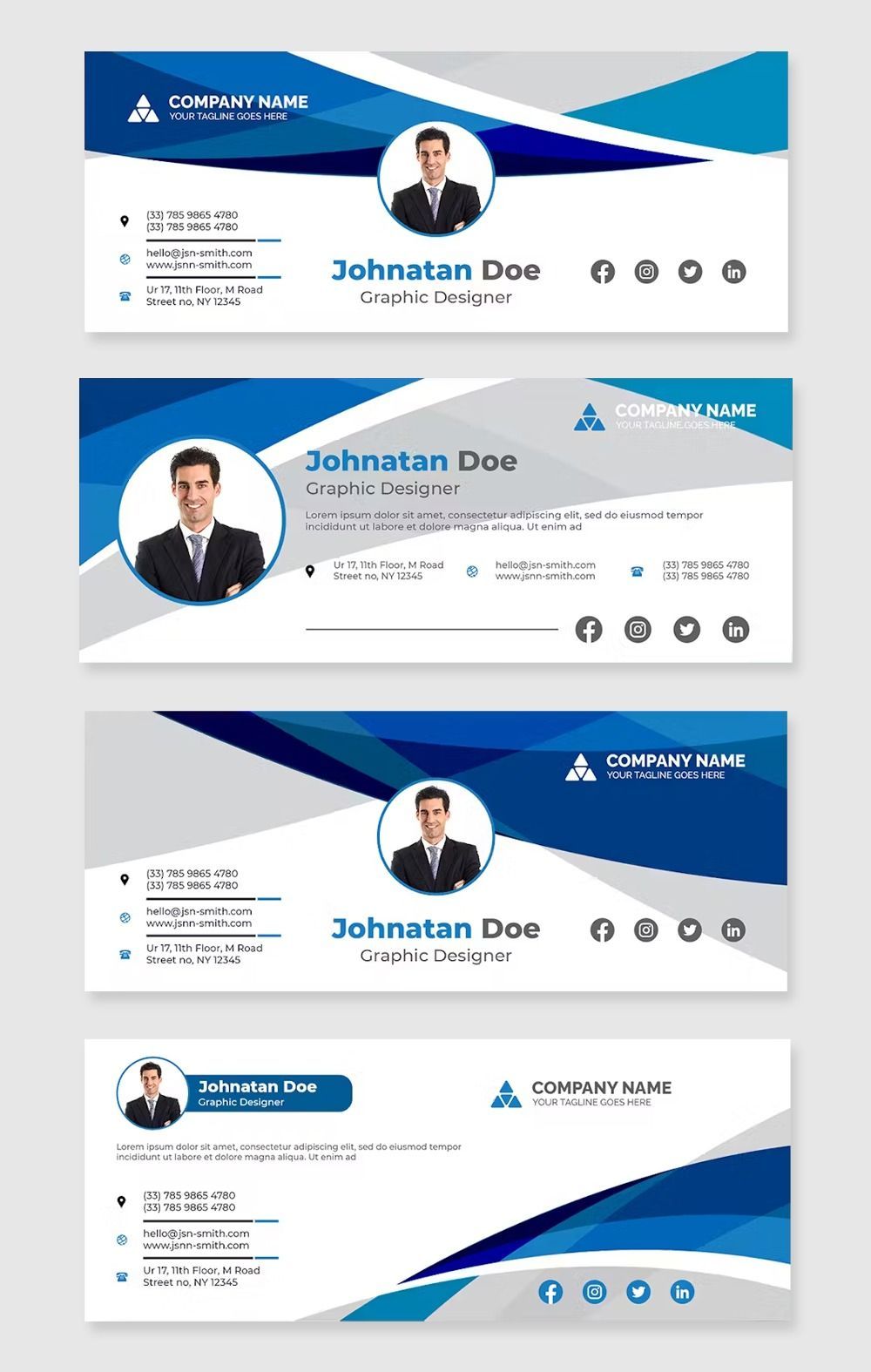 Professional Email Signature Templates AI, Vector EPS