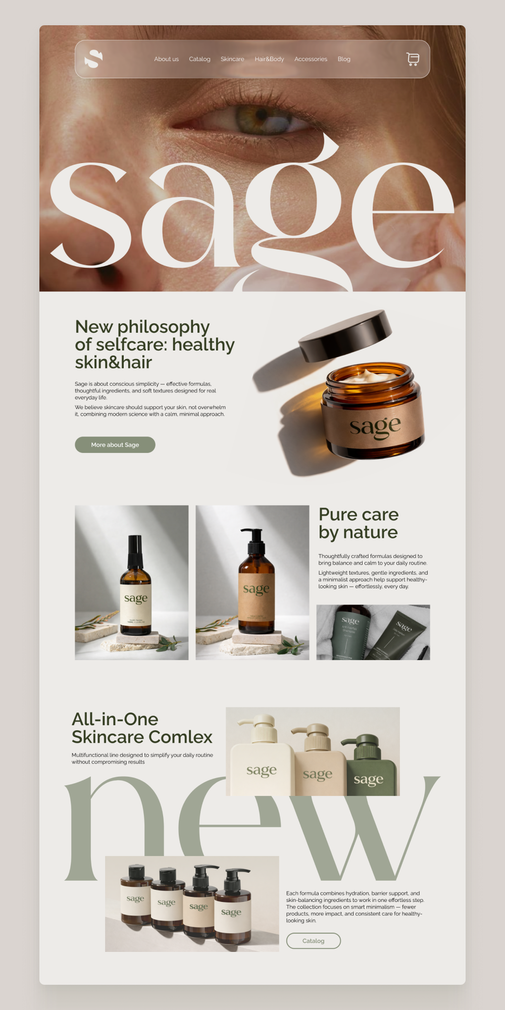 Skincare Website Design — Cosmetic UI Landing Page & Ecommerce Beauty Layout