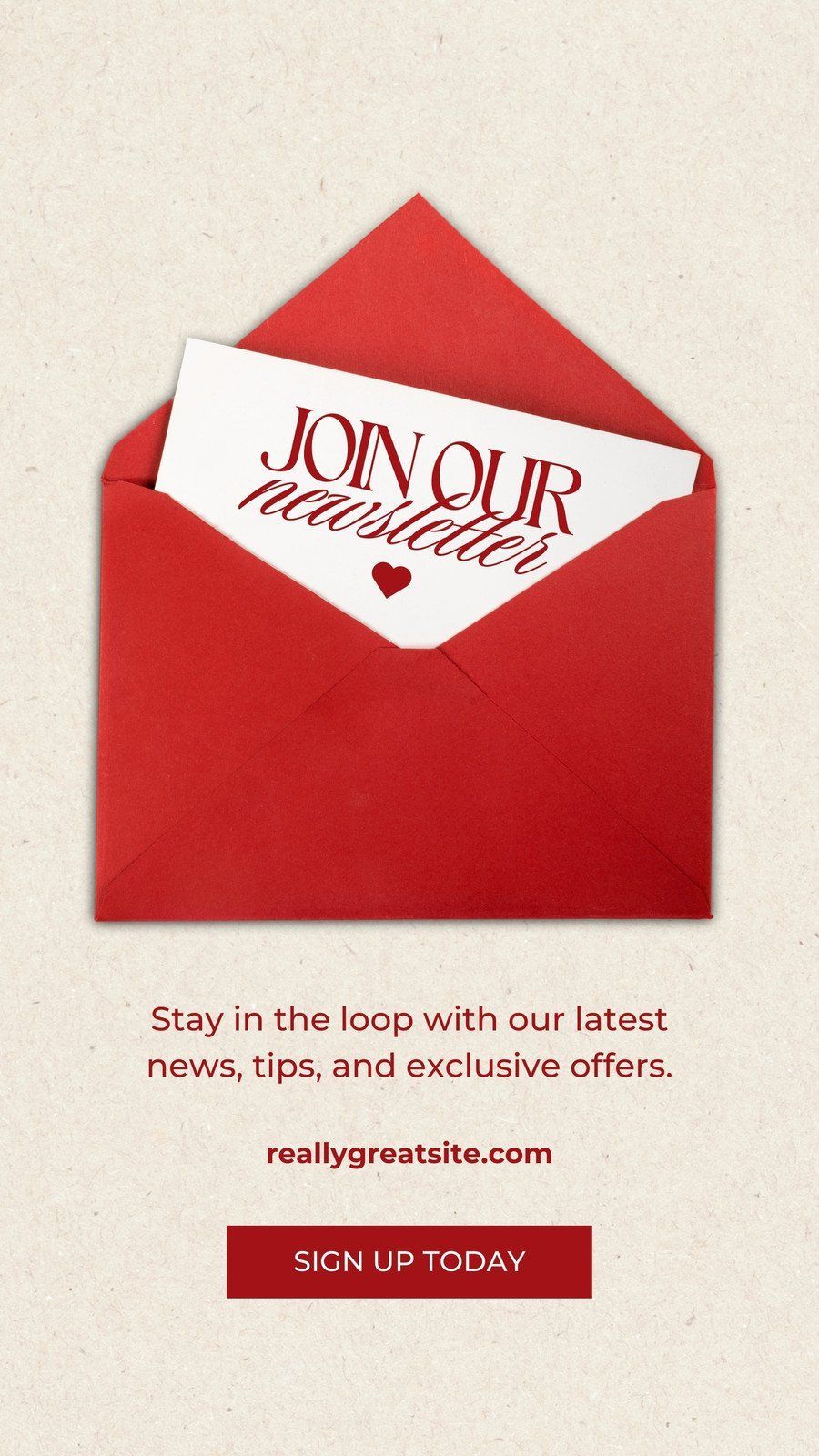 Beige and Red Minimalist Elegant Email Newsletter Instagram Story – Templates by Canva