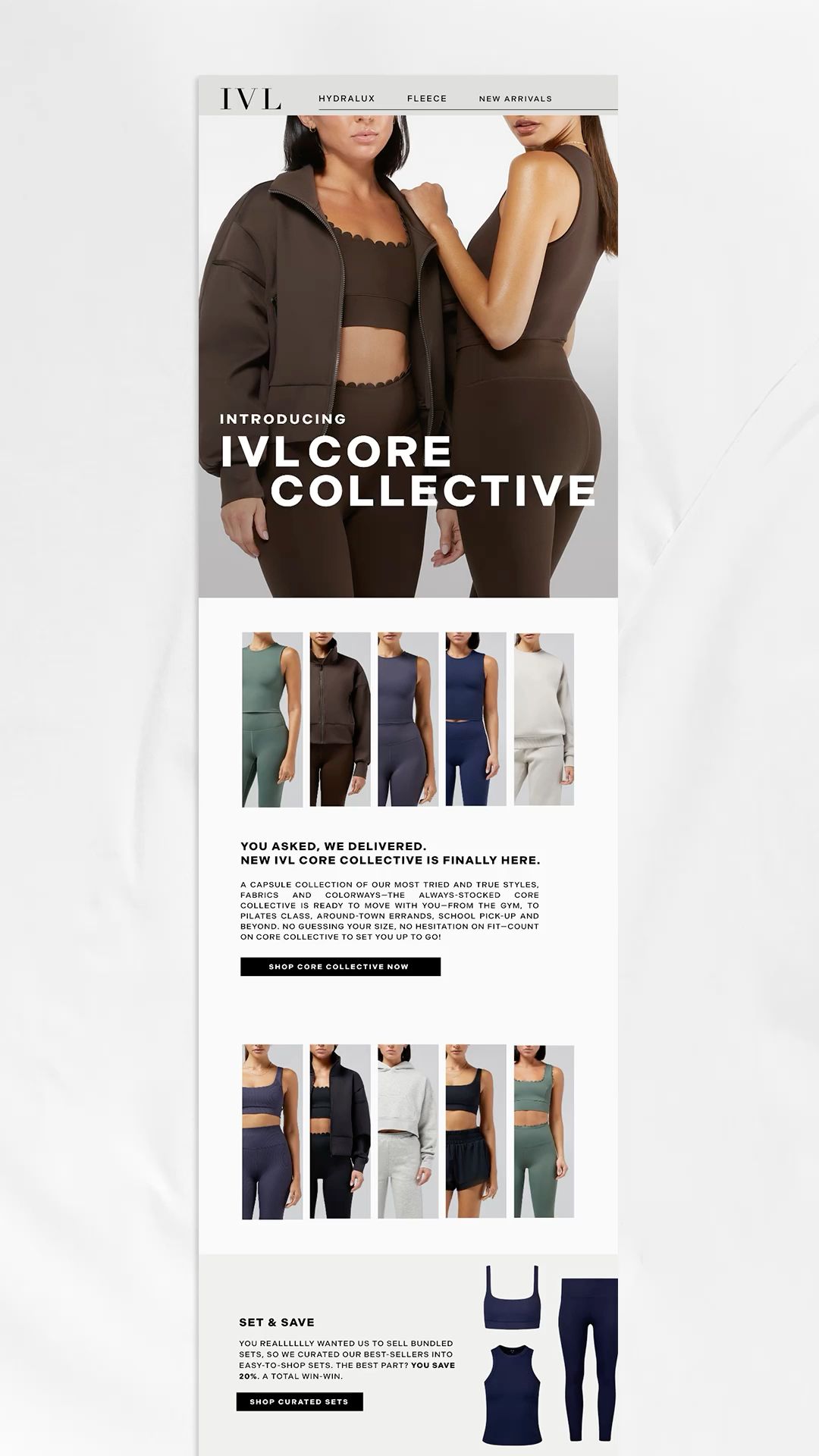 Modern elevated email marketing design for activewear brand