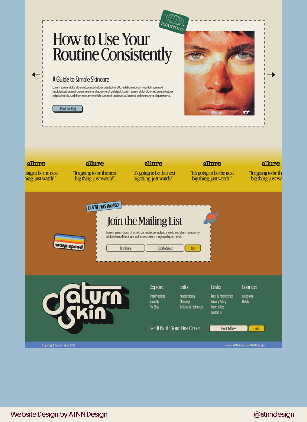 Website Design Layout for Saturn Skin | Mens Skincare Brand | By ATNN Design