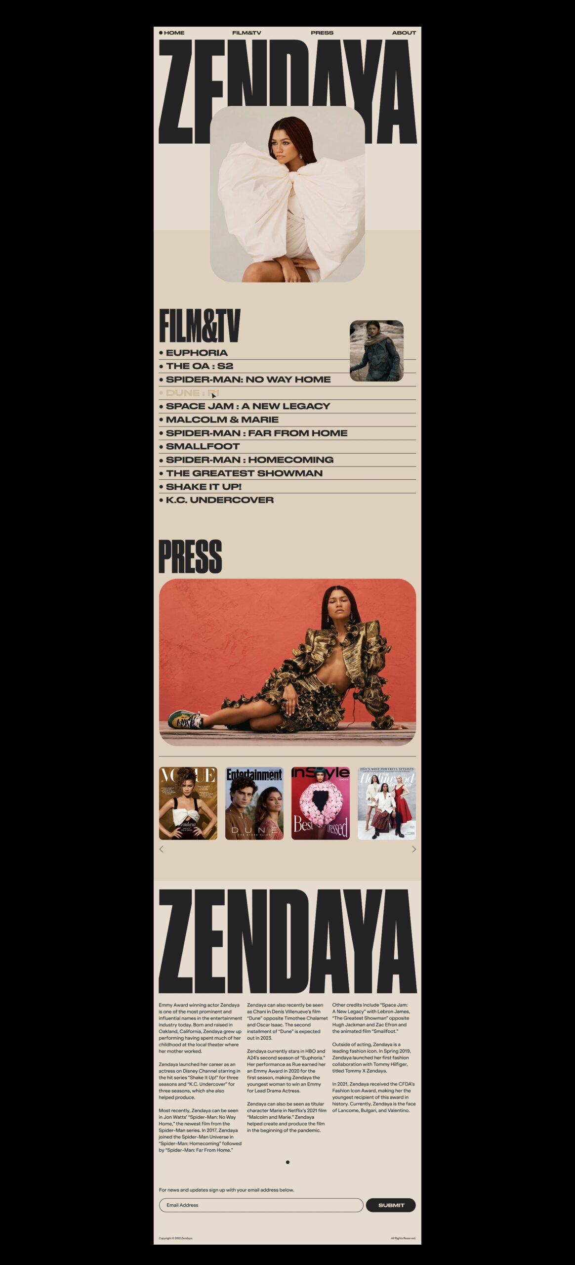 Zendaya&rsquo;s Squarespace Website &ndash; milo milosevic
