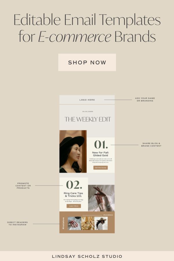 Modern, Editable Email Templates for Mailchimp from Lindsay Scholz Studio