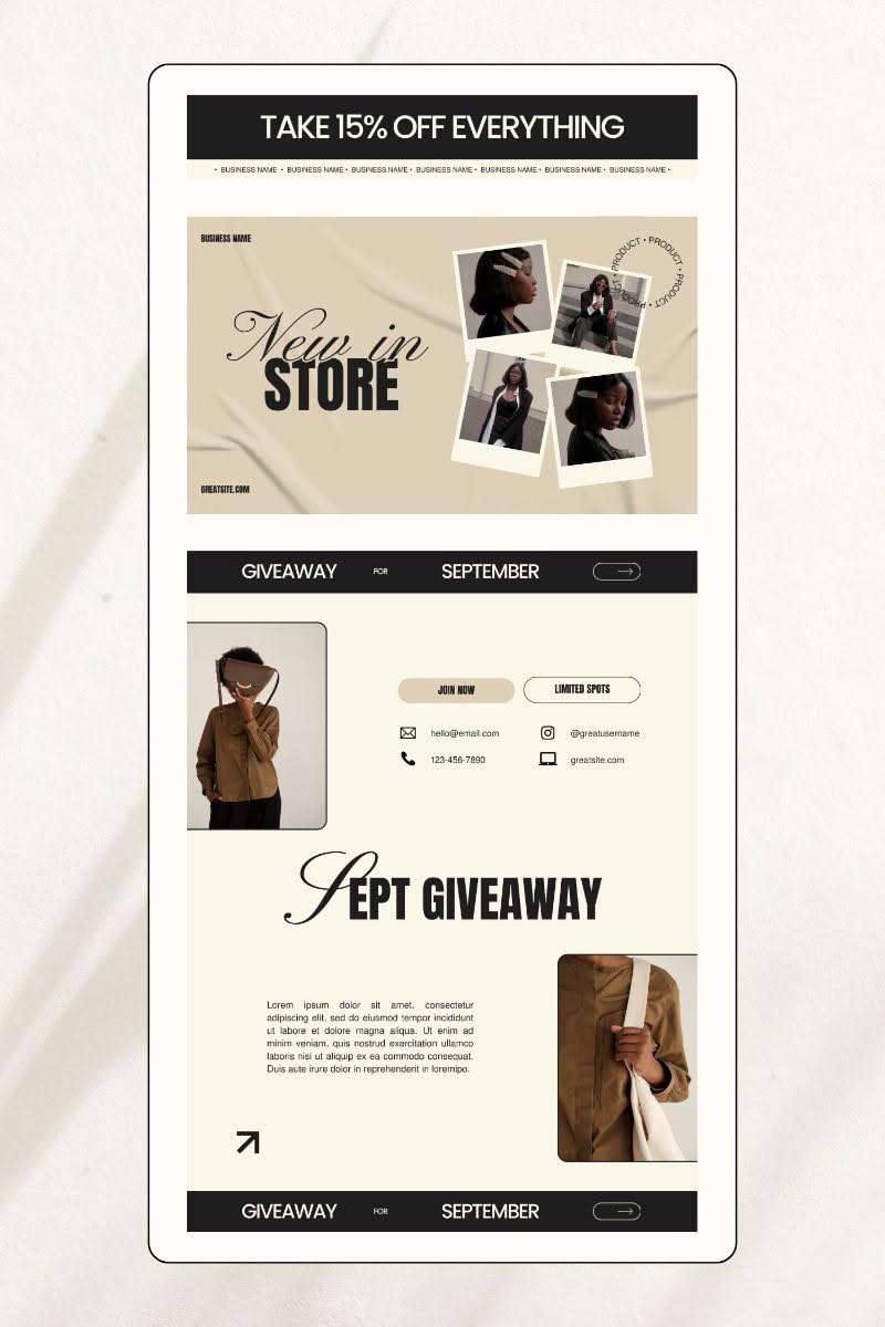 Email Marketing Template, Modern Newsletter Template, Mailing List Design, Canva
