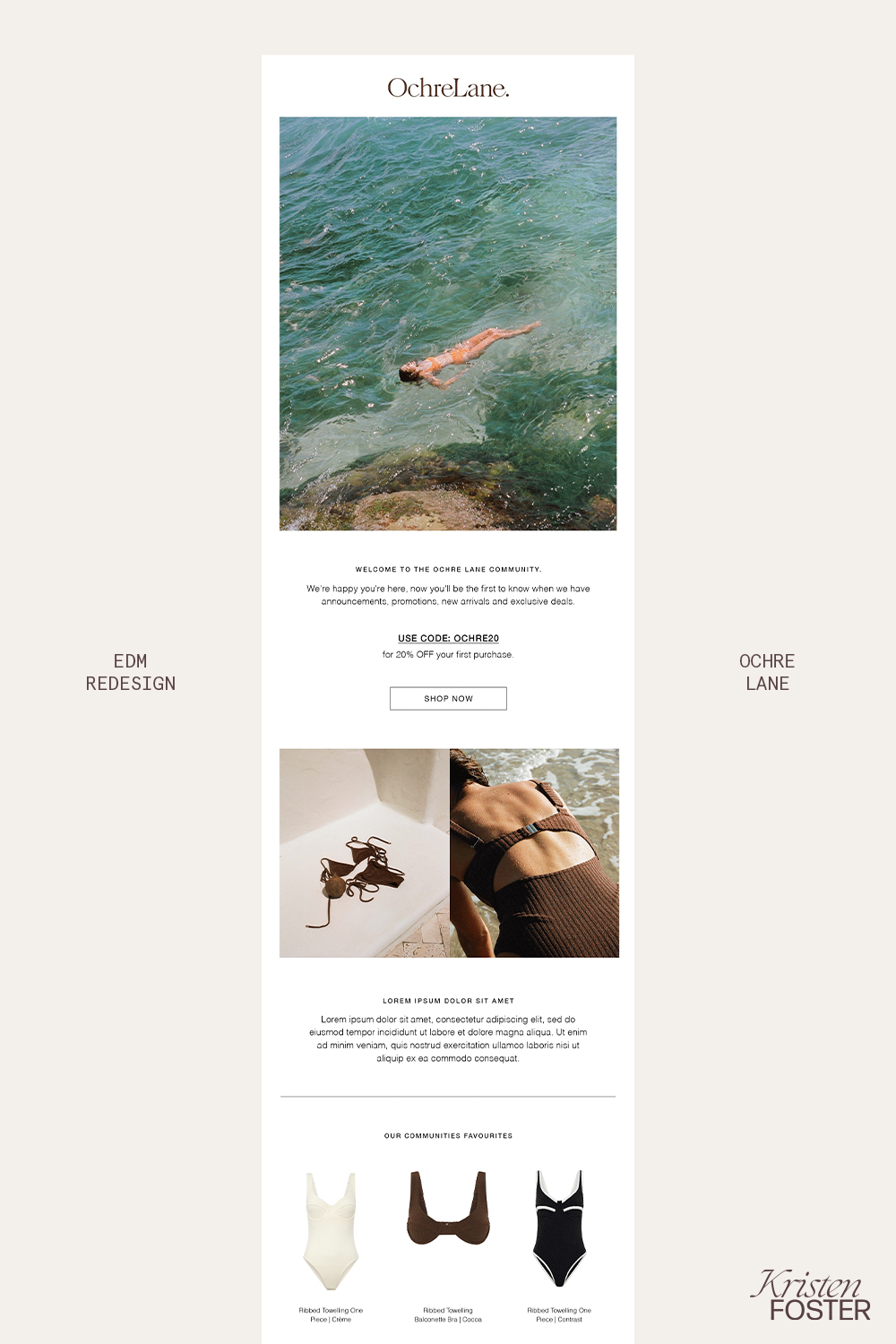 OchreLane Email Redesign | Kristen Foster