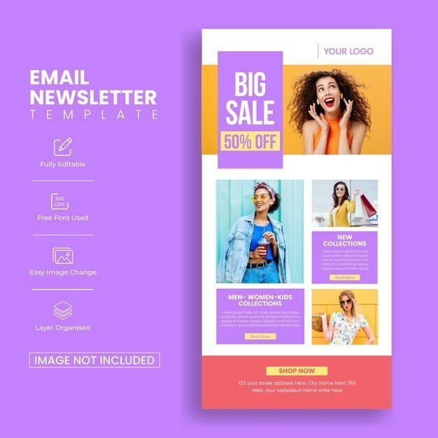 Email Design | Premium Vector en 2024 | Newsletter template, Emailing