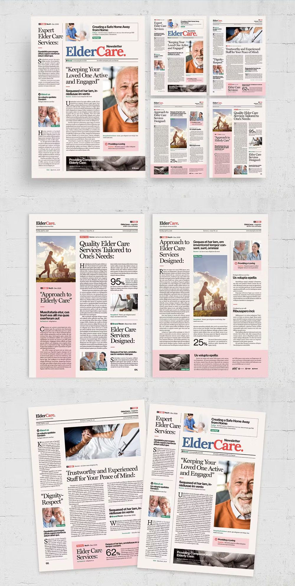 Elder Care Newsletter Template A4 InDesign INDD