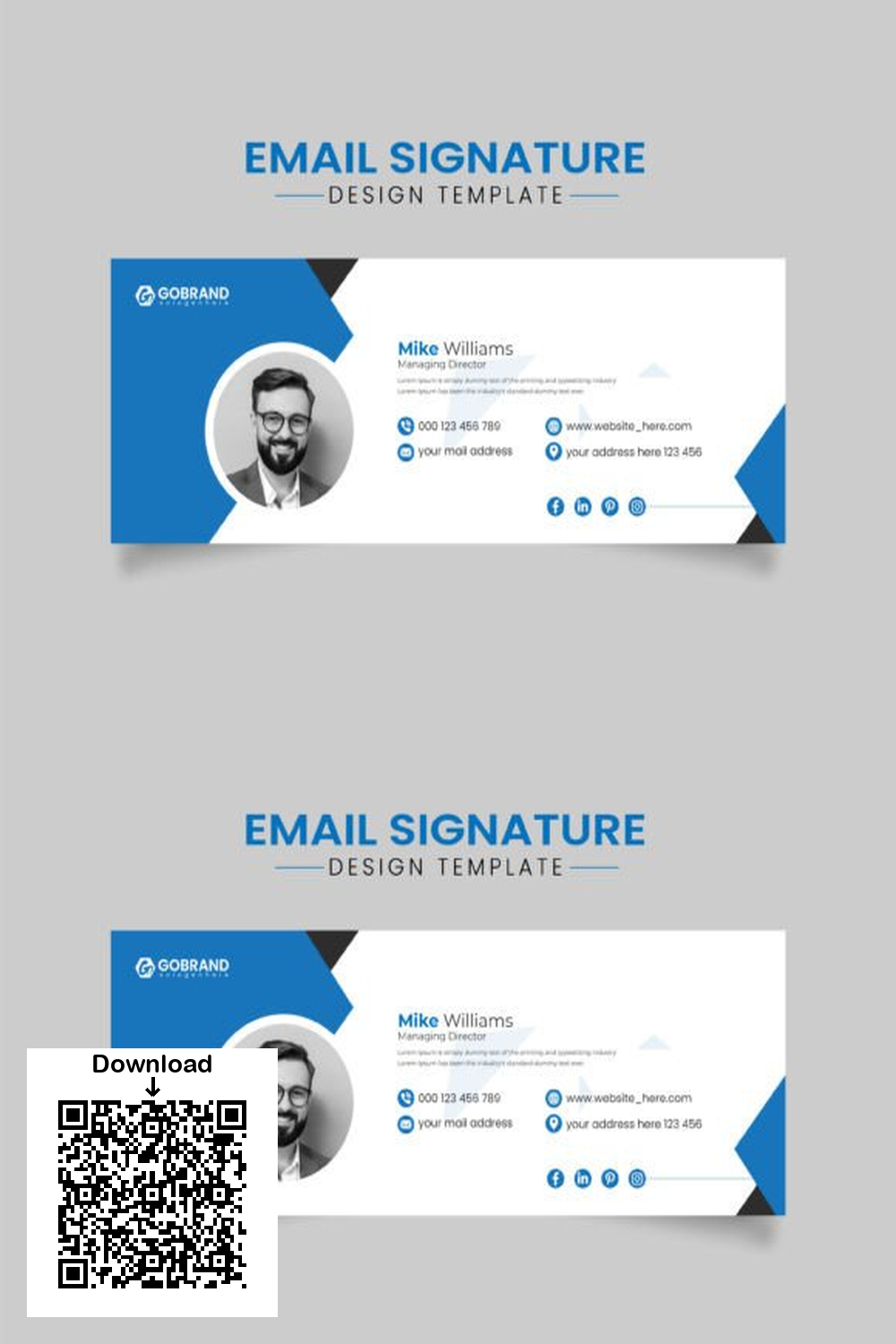 Blue Email Signature Template Design: Easy Customizable and Editable for Professional Branding