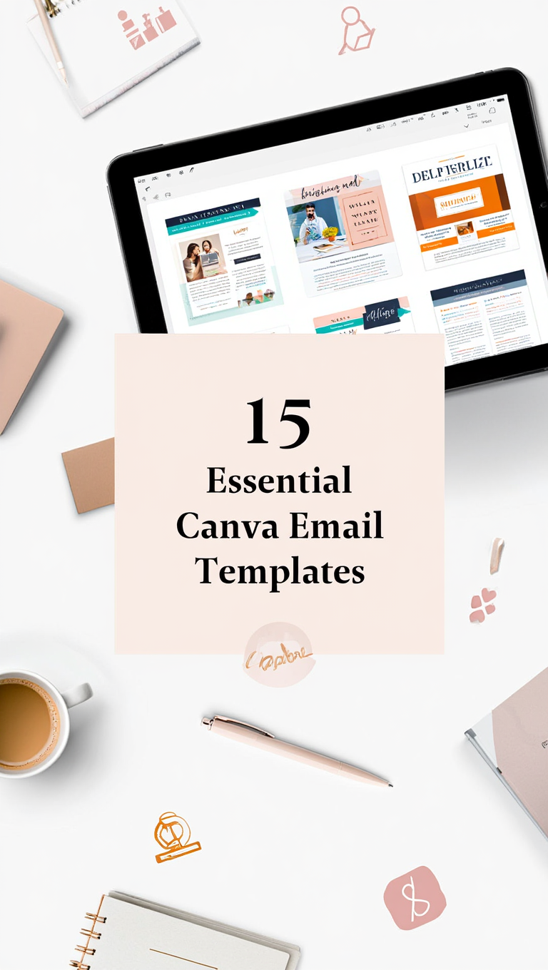 Stylish Email Campaign Templates on Tablet Display Email Template Bundle for Canva
