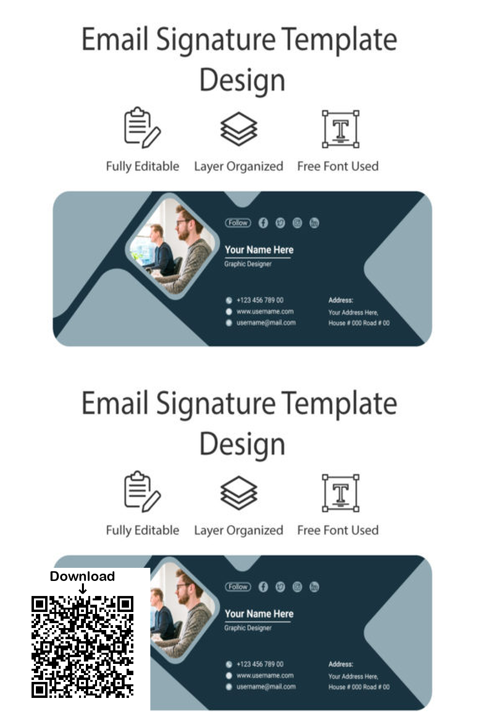 Modern Business Geometric Creative Email: Professional Signature Template for Digital Marketing