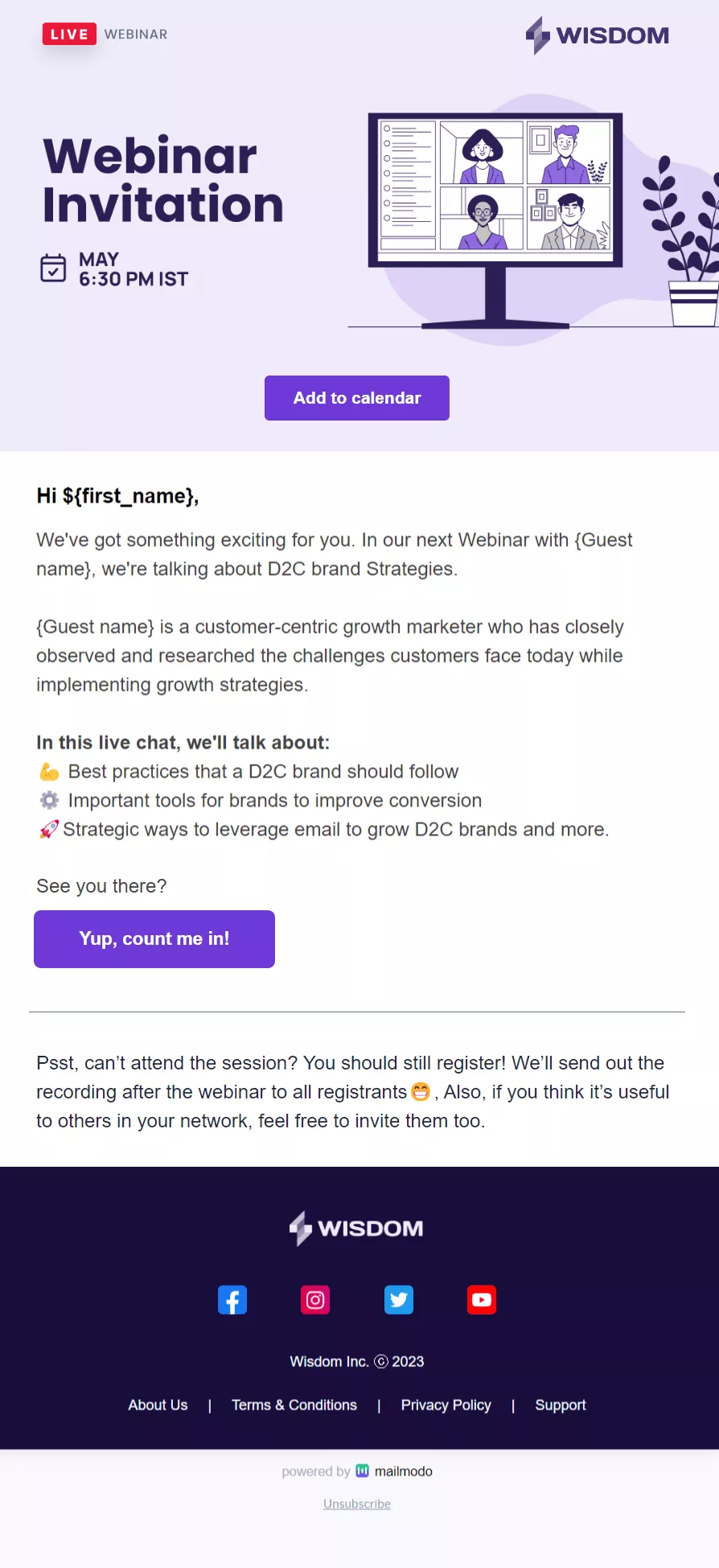 Free Webinar Invitation Email Template